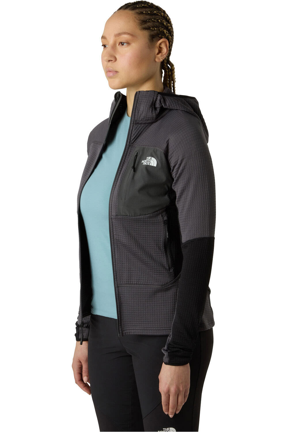 The North Face forro polar mujer W POLARTEC POWERGRID STORMGAP HOODIE vista detalle