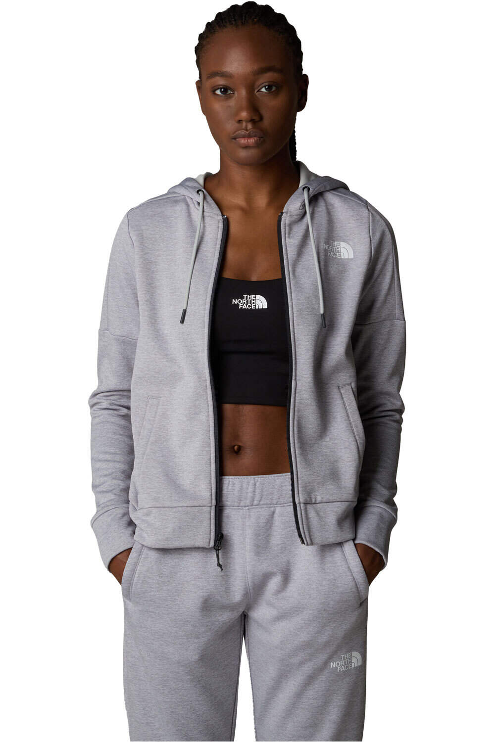 The North Face forro polar mujer W REAXION FLEECE F/Z HOODIE vista detalle