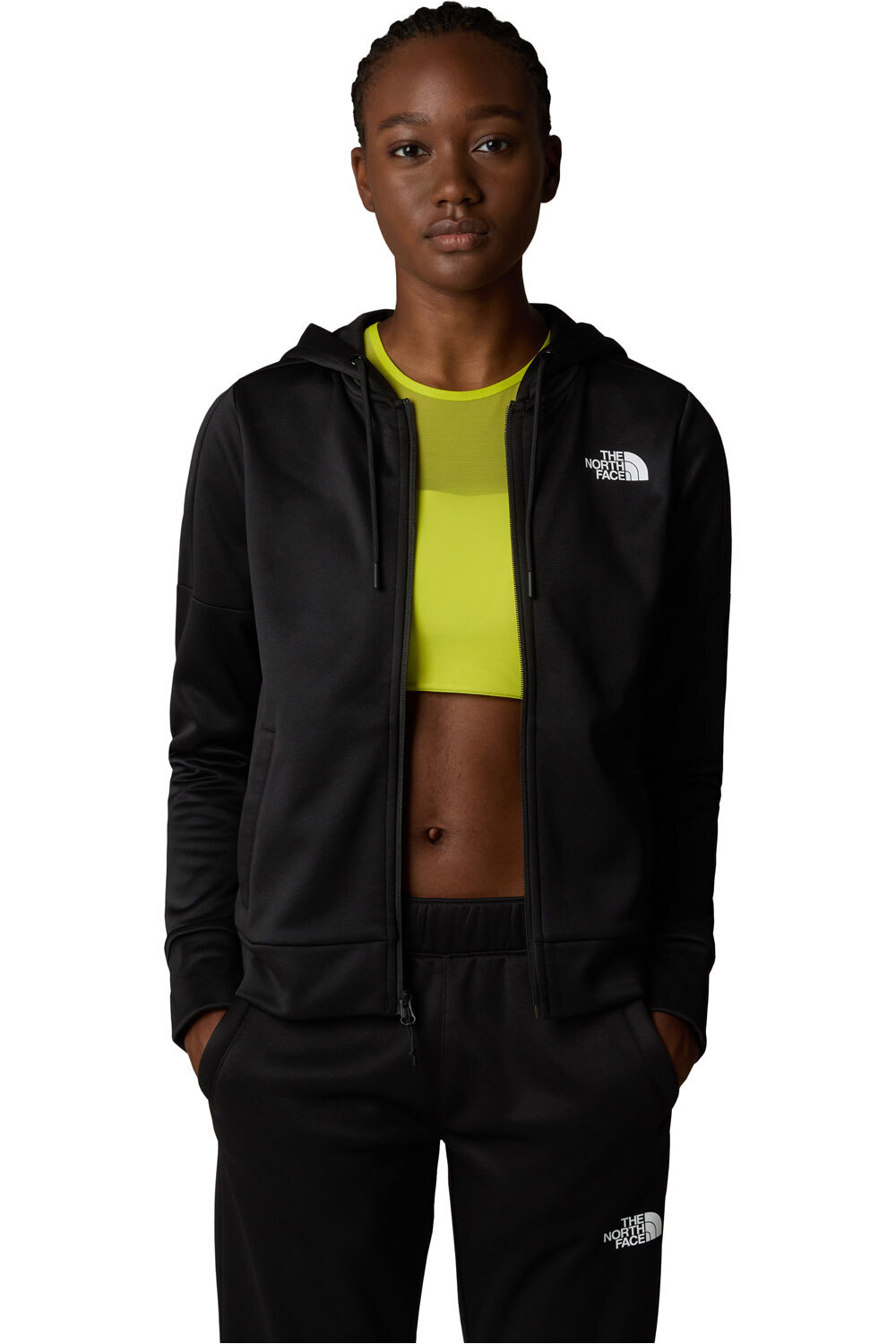 The North Face forro polar mujer W REAXION FLEECE F/Z HOODIE vista detalle