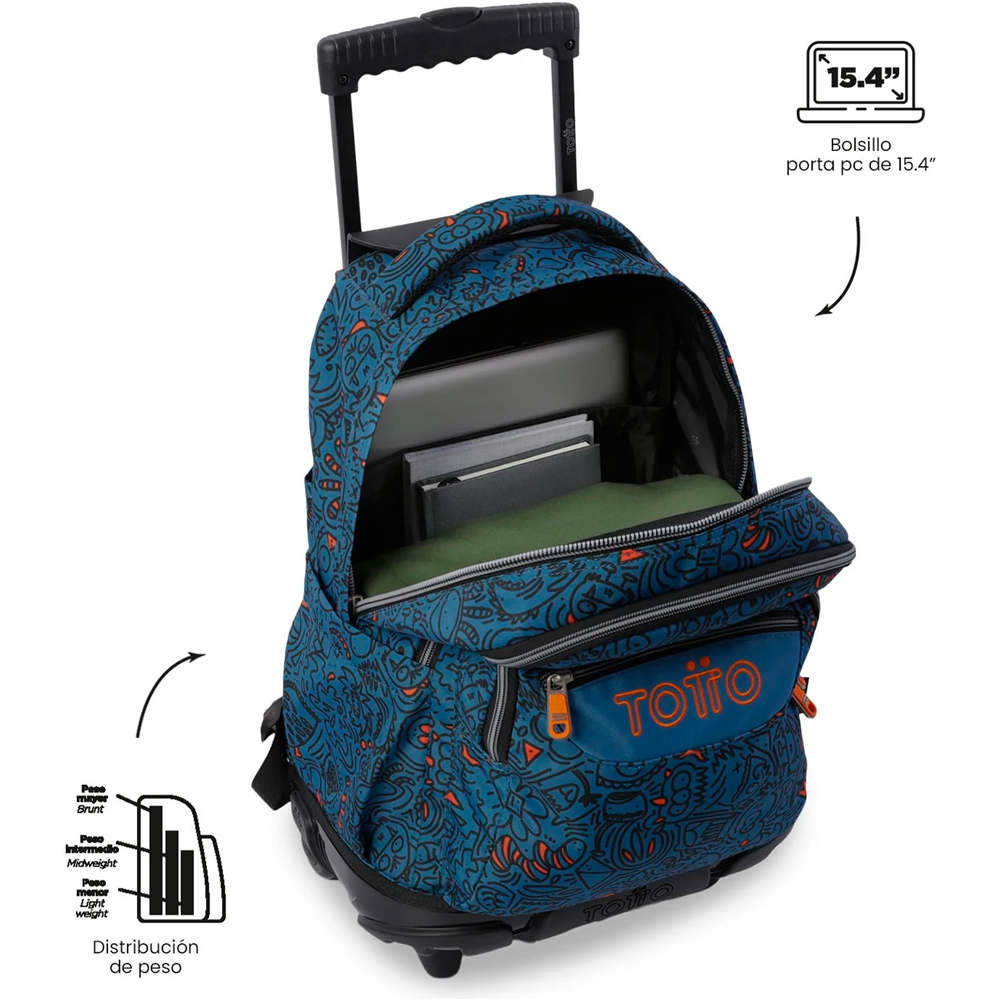Totto mochila deporte RUEDAS BOMPER RENGLONES 04