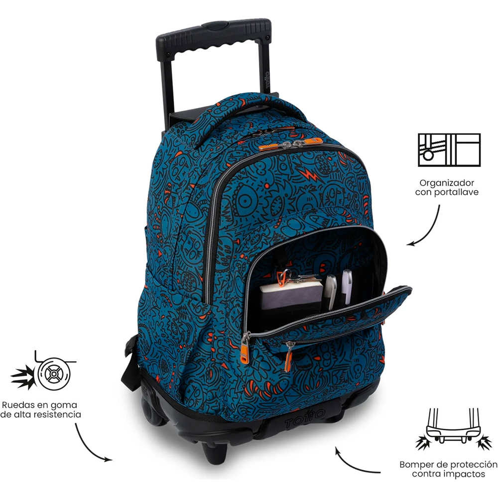 Totto mochila deporte RUEDAS BOMPER RENGLONES 05