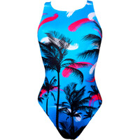 Turbo bañador natación mujer BAADOR TIRANTE ANCHO BLUE PALM vista frontal