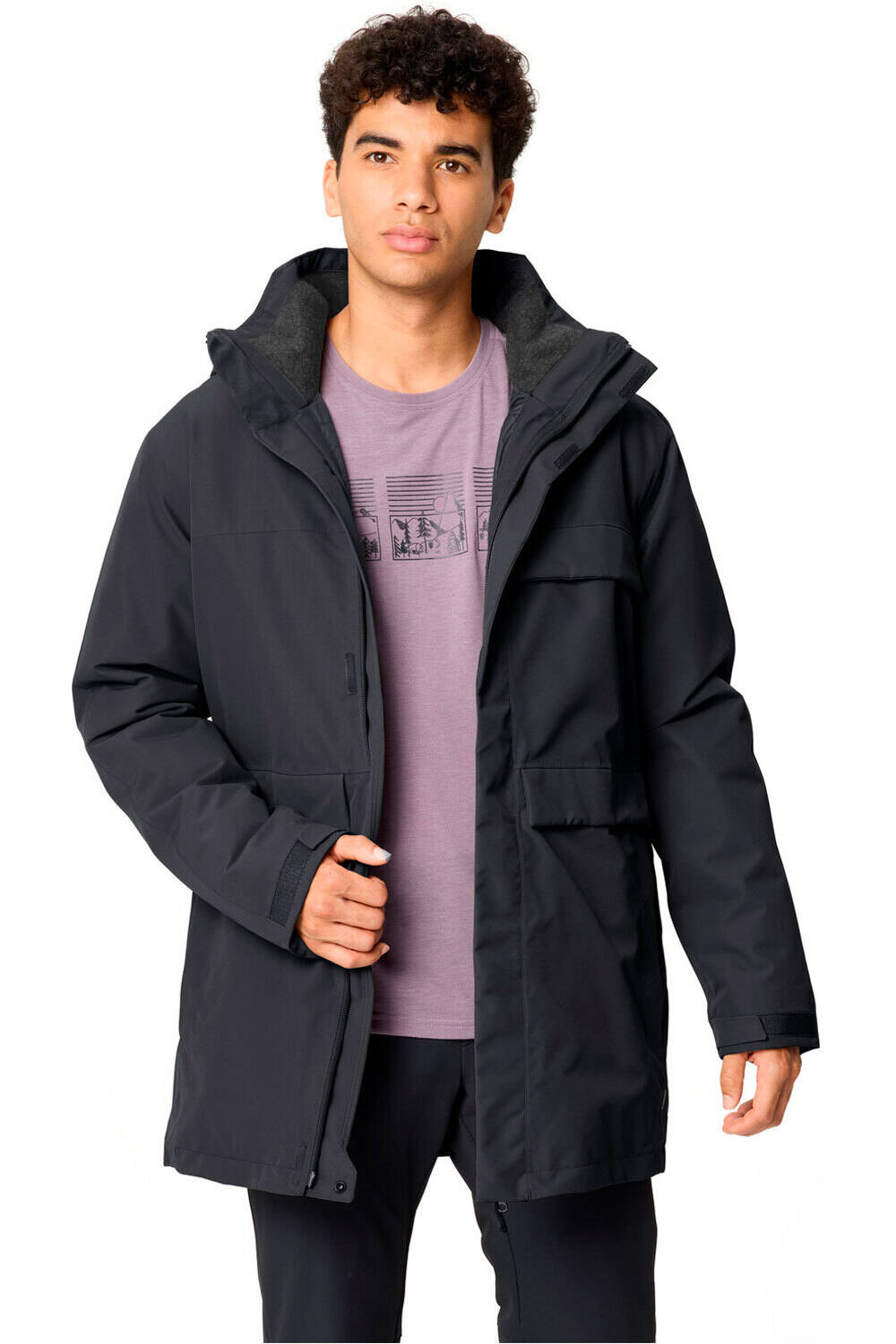 Vaude chaqueta impermeable hombre Men's Idris Wool-Lined Parka vista detalle
