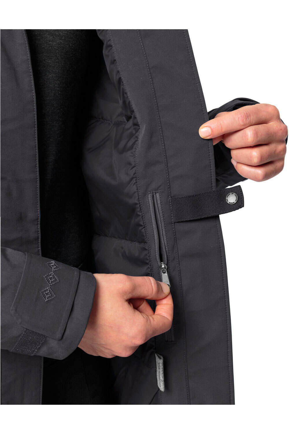 Vaude chaqueta outdoor mujer Women's Skomer Wool Parka II vista detalle