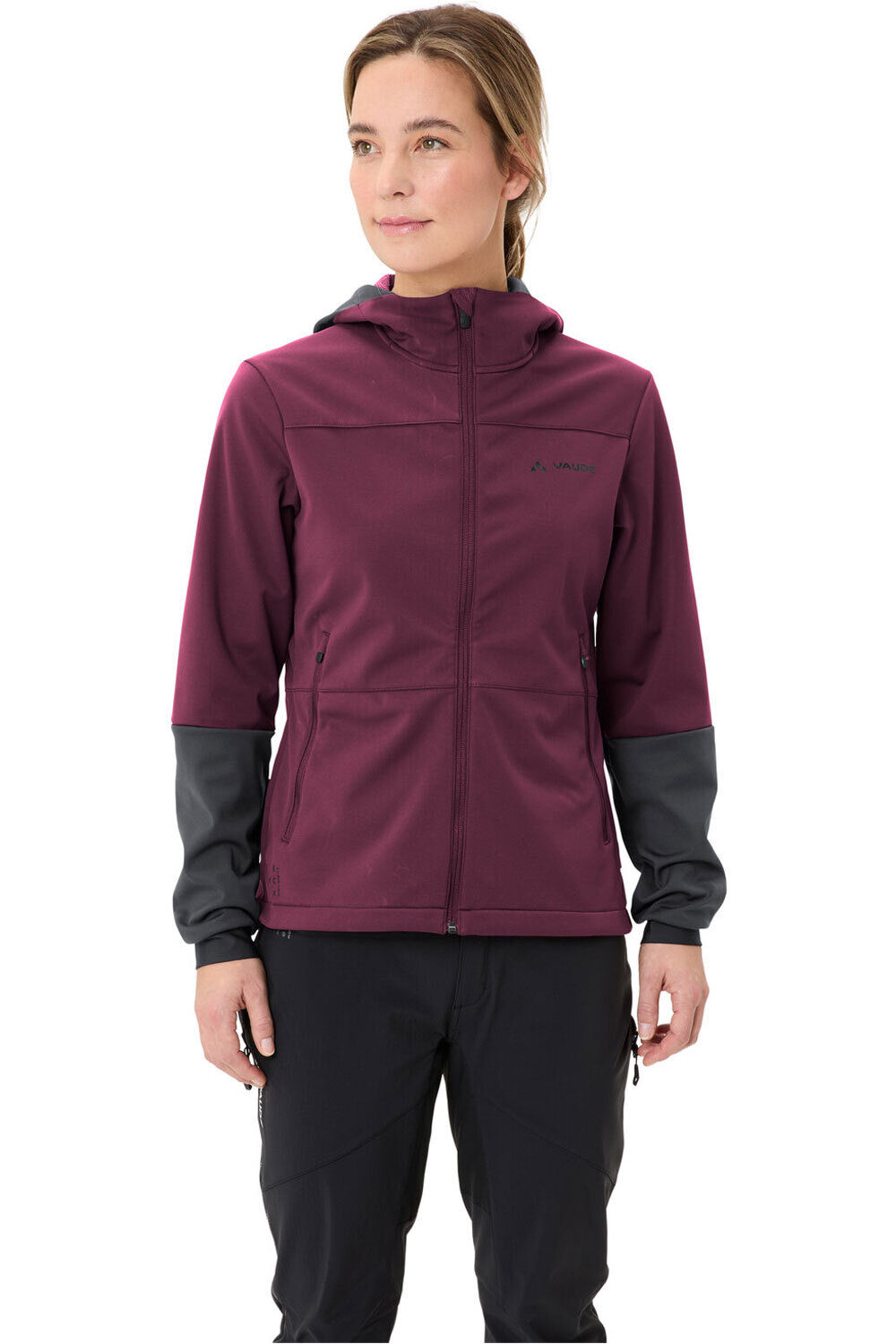 Vaude cortavientos ciclismo mujer Women's Qimsa Hooded Softshell Jacket vista frontal