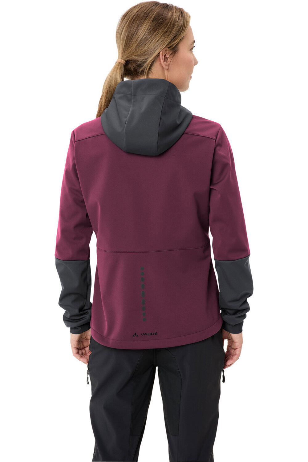 Vaude cortavientos ciclismo mujer Women's Qimsa Hooded Softshell Jacket vista trasera