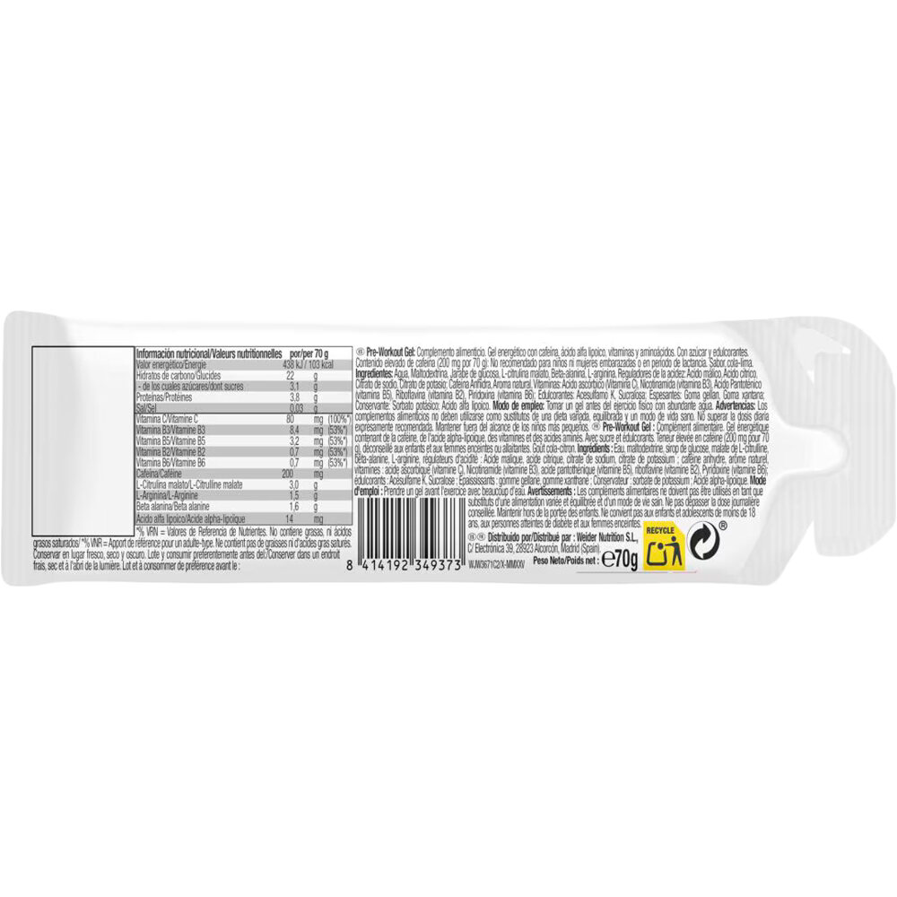Weider energía instantánea Premium Pre-Workout Gel 70 g 01