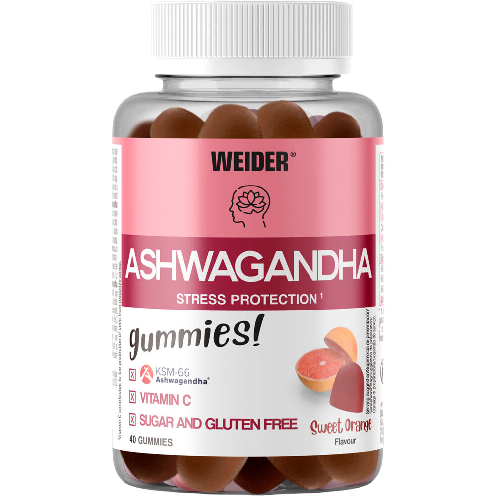 Weider Salud/Bienestar Ashwagandha (Naranja Dulce) vista frontal
