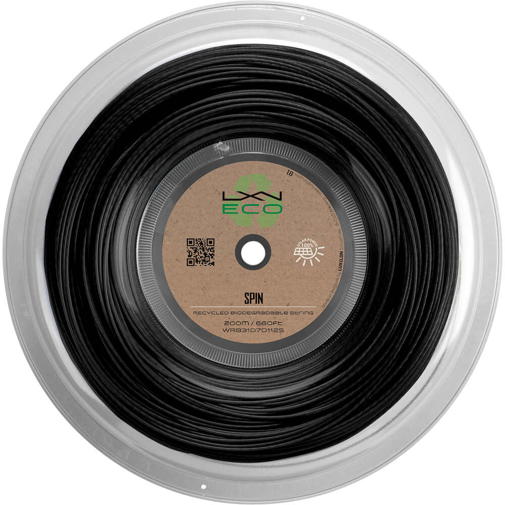 Wilson cordaje tenis LXN ECO SPIN 125 REEL BLACK vista frontal