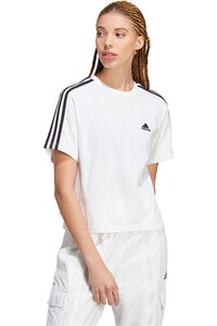 adidas camiseta manga corta mujer Essentials 3 bandas Single Crop vista frontal