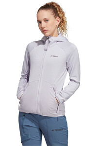 adidas forro polar mujer Terrex Tech Fleece Lite Hiking con capucha vista frontal