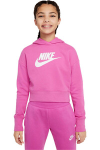 Nike sudadera niña G NSW CLUB FT CROP HOODIE HBR vista frontal