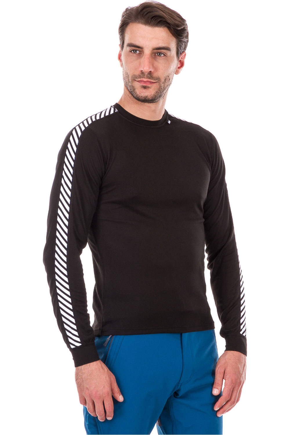 Lifa stripe crew camiseta térmica manga larga hombre Negro (XL)