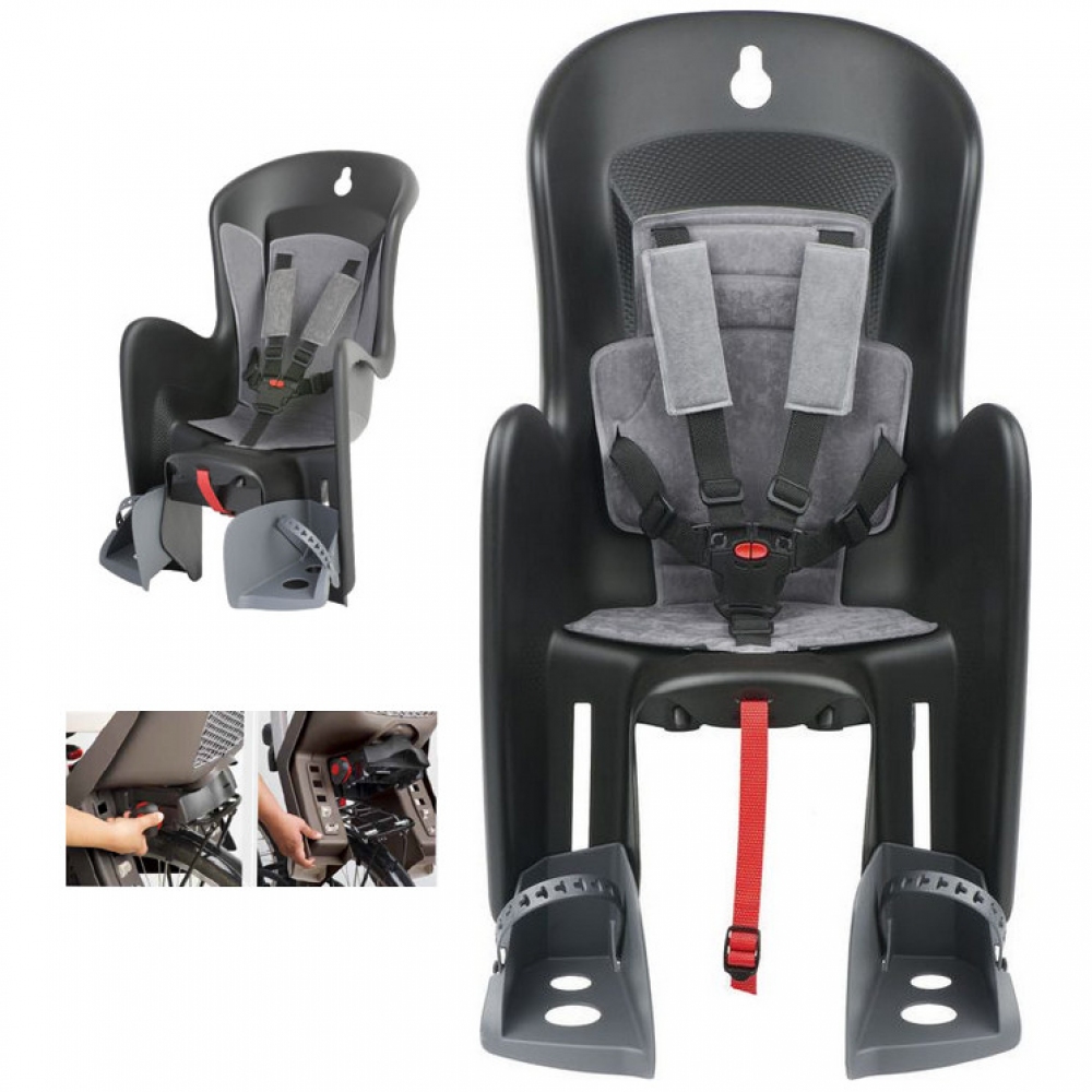 Seggiolino Bici Per Bambini Polisport Bilby FF - Portabebè Con Cintura 5 Punti, Adatto 9 Mesi-6 Anni, Fino A 22 Kg, Certificato TÜV