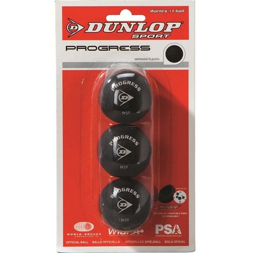 Dunlop pelotas squash PROGRESS X3 vista frontal