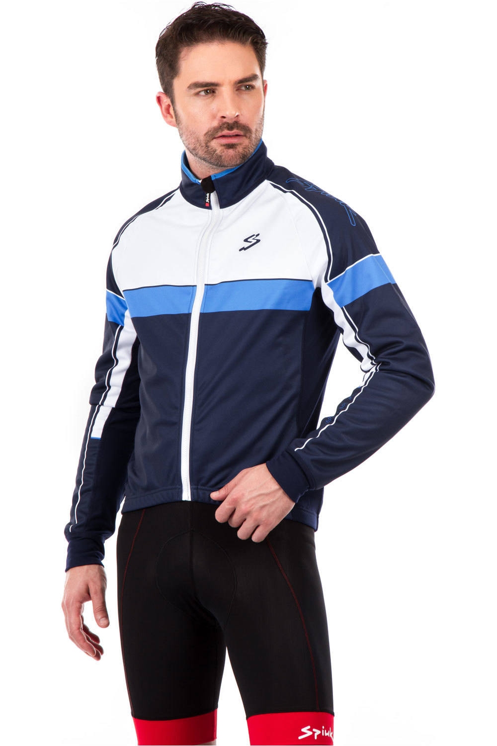 Spiuk cortavientos ciclismo hombre CHAQUETA PERFORMANCE HOMBRE 2015 AZUL MARINO/BLANCO vista frontal