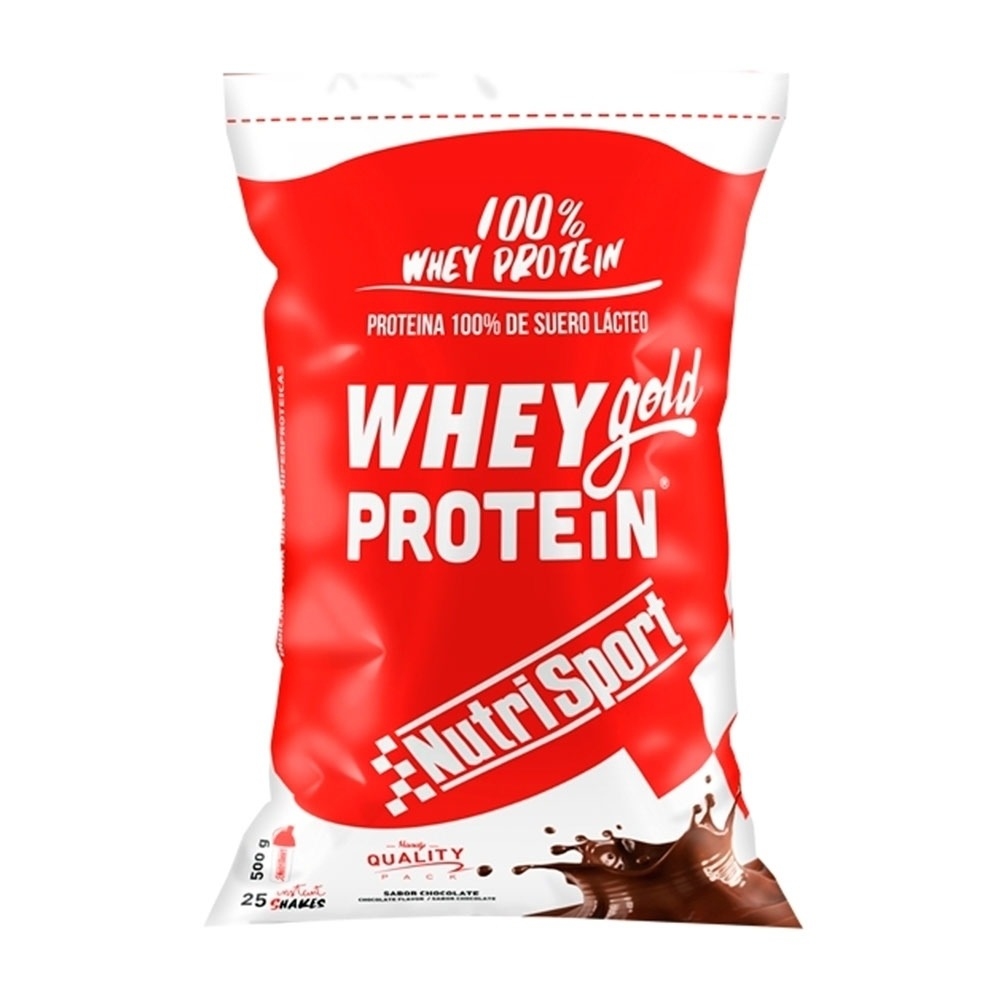 Nutrisport proteínas WHEY GOLD CHOCO  500g vista frontal