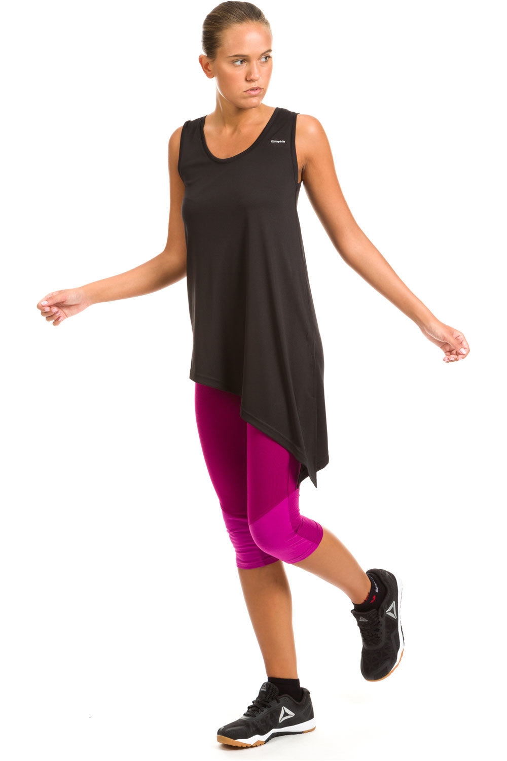 Step&Go camiseta tirantes fitness mujer T-NADIA BLACK vista detalle