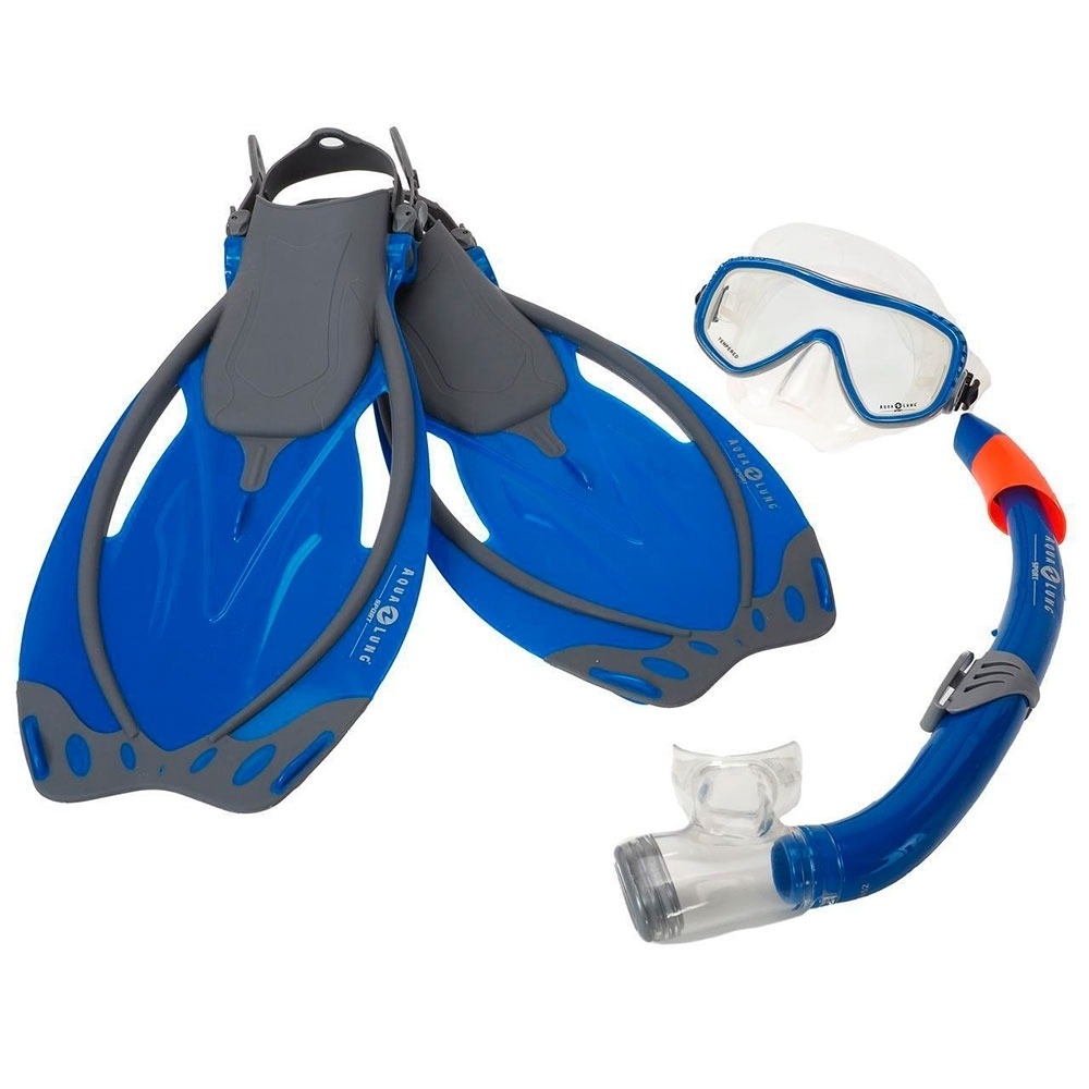 Aqualung kit gafastubo y aletas snorkel SET YUCATAN BLUE L/XL vista frontal