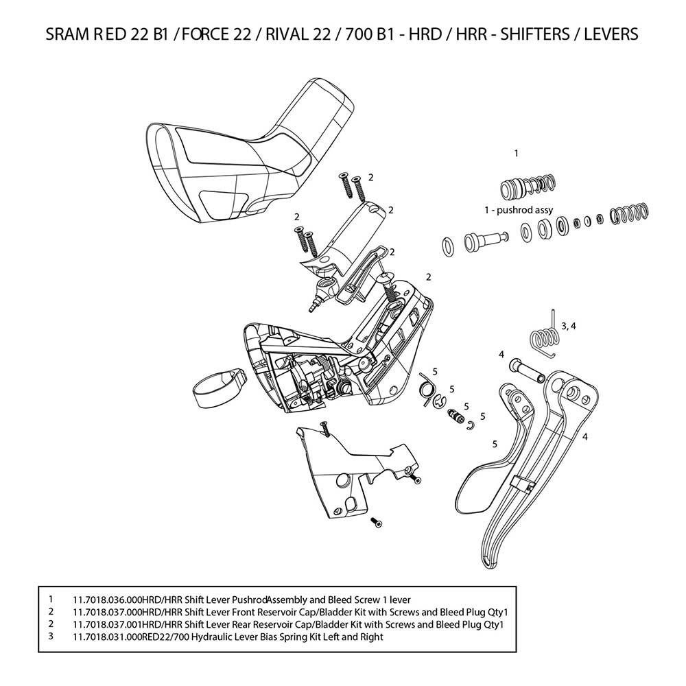 Sram manetas bicicleta carretera DOBLEMANDO FORCE22 HIDRAULICO DISCO TRAS 01