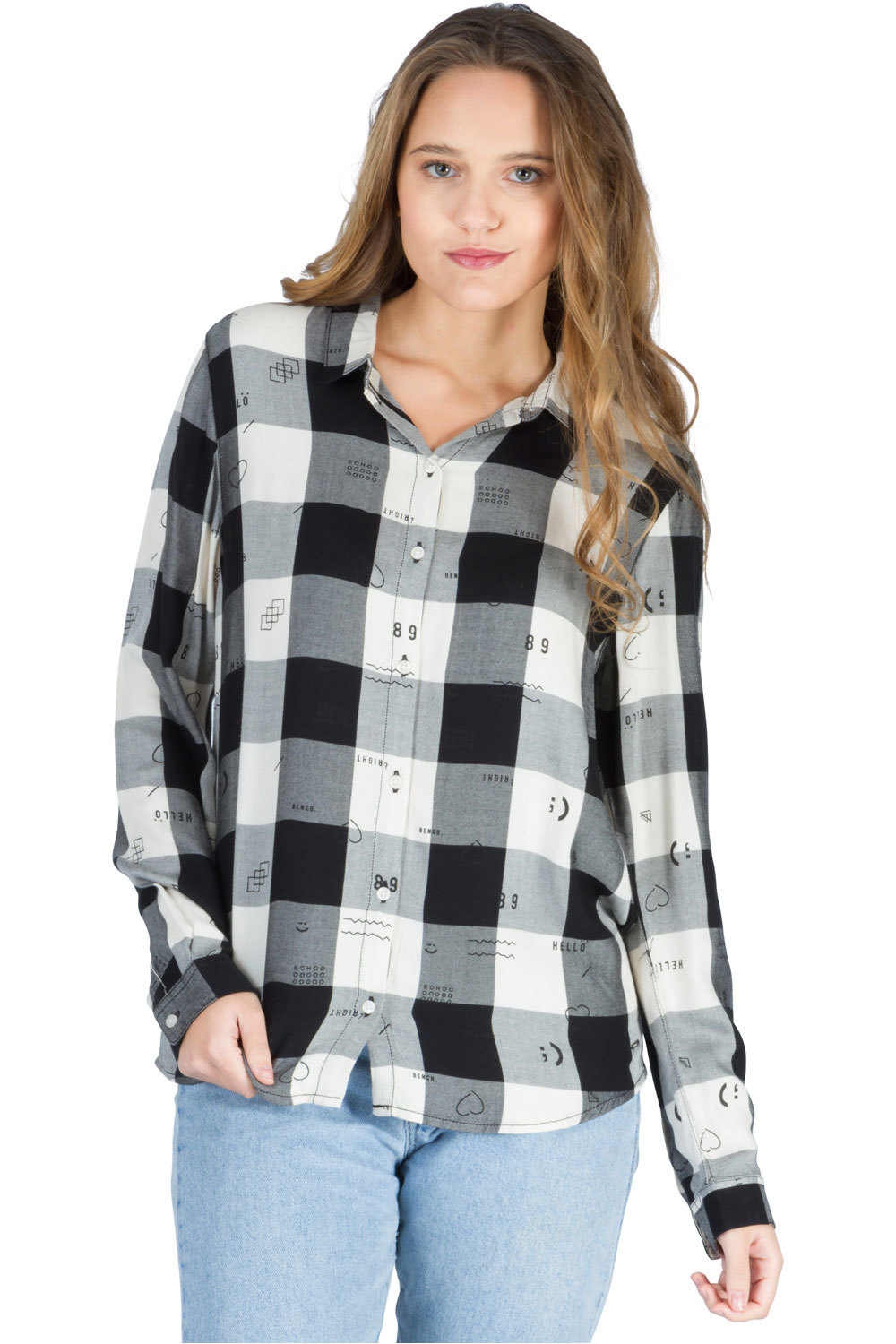 Bench camisa manga larga mujer LIGHT FLANNEL W/ AOP SHIRT vista frontal