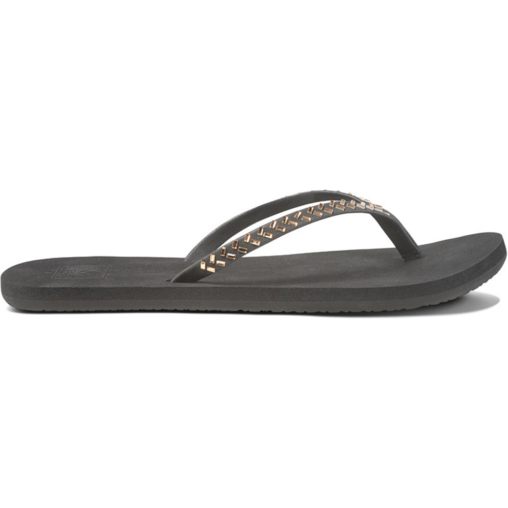 Reef chanclas mujer BLISS EMBELLISH BLACK/BRONZE lateral exterior