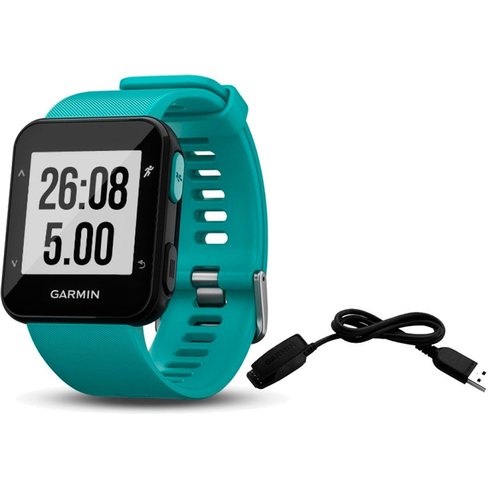 Garmin pulsómetros con gps FORERUNNER 30 Turquesa vista frontal