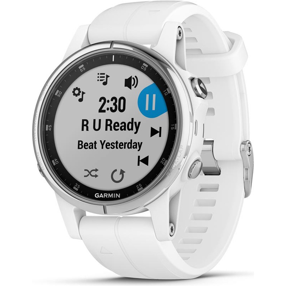 Garmin pulsómetros con gps FENIX 5S PLUS ZAFIRO PLATA CORREA BLANCA 02