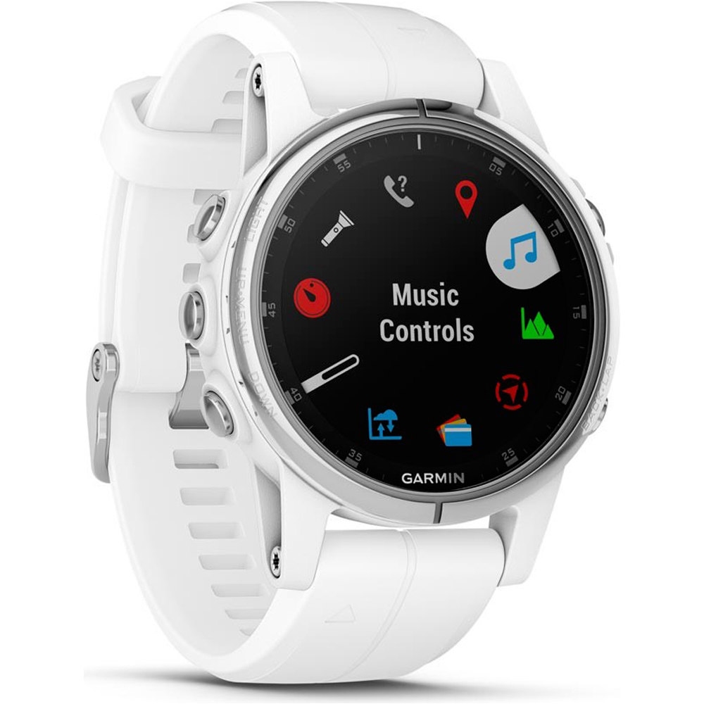 Garmin pulsómetros con gps FENIX 5S PLUS ZAFIRO PLATA CORREA BLANCA 05