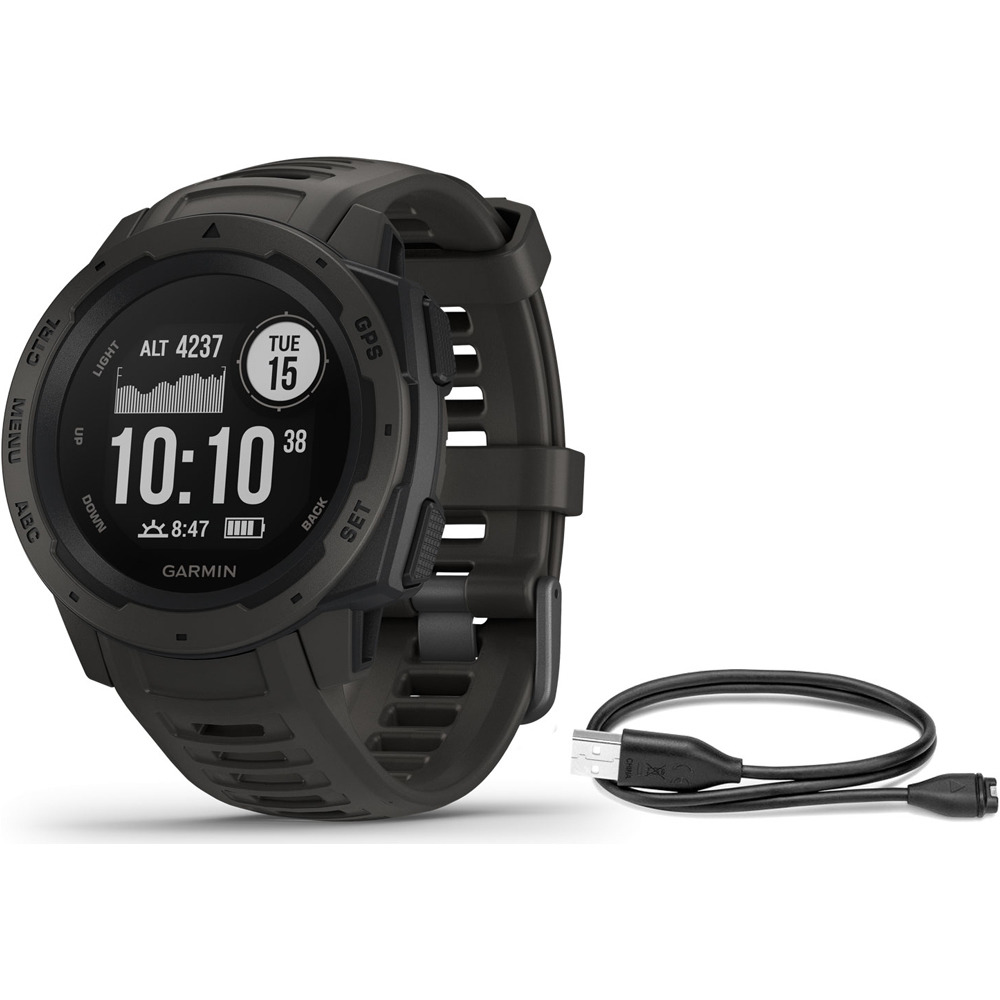 Garmin pulsómetros con gps INSTINCT NEGRO vista frontal