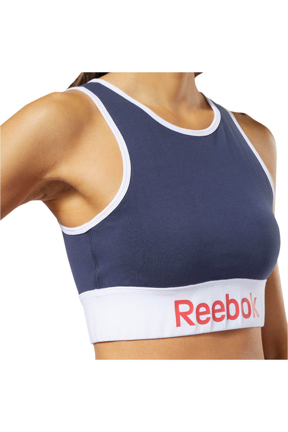 Reebok camiseta tirantes mujer Linear Logo Cotton Bra vista detalle