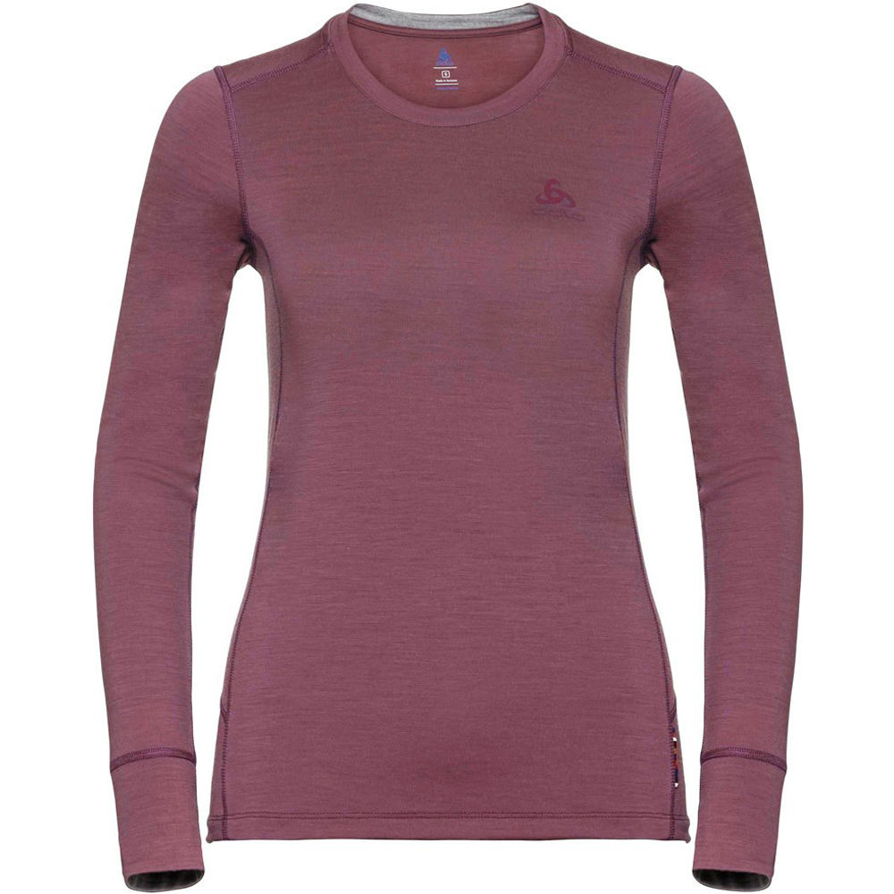 Odlo camiseta térmica manga larga mujer SUW TOP Crew neck l/s NATURAL 100% MERIN vista frontal