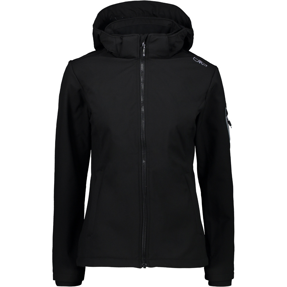 Woman jacket zip hood chaqueta softshell mujer Negro (38)