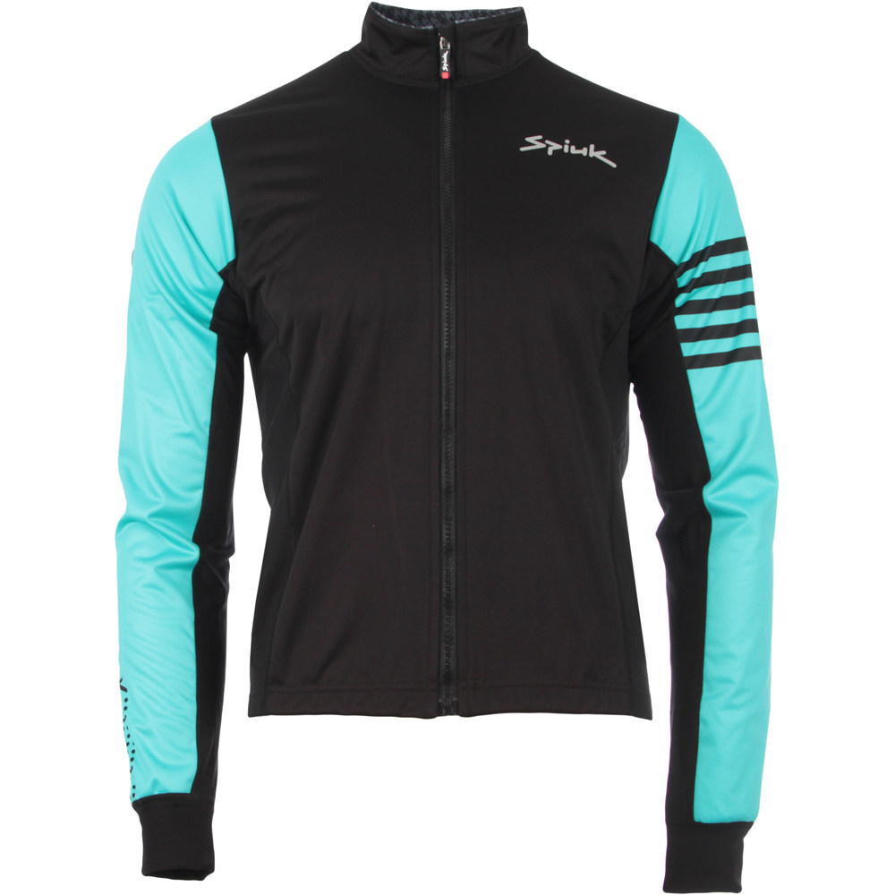 Spiuk cortavientos ciclismo hombre CHAQUETA FS TEKNIK HOMBRE NEGRO/TURQUESA vista frontal