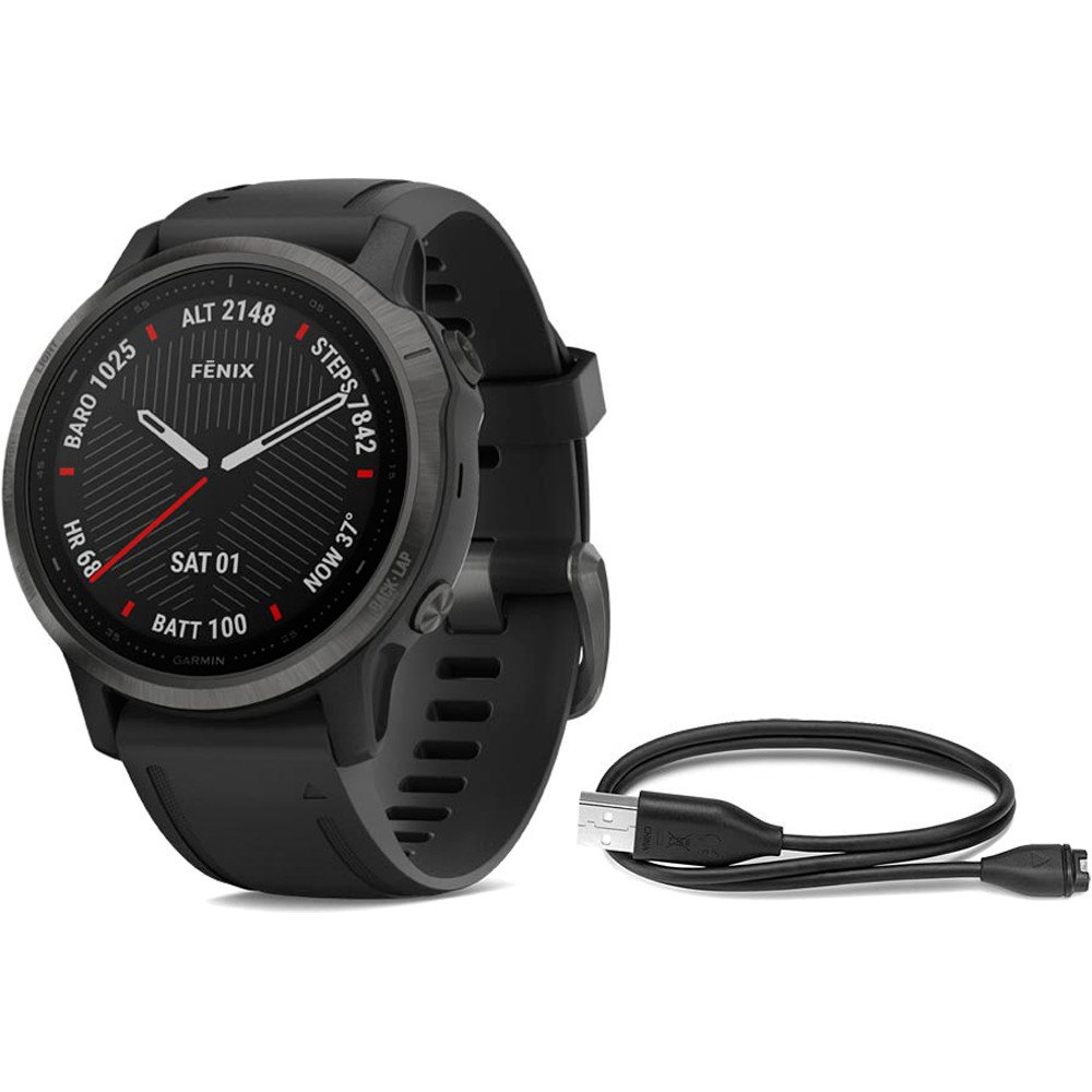 Garmin pulsómetros con gps FENIX 6S Sapphire Carbon Grey w/Black Ba vista frontal