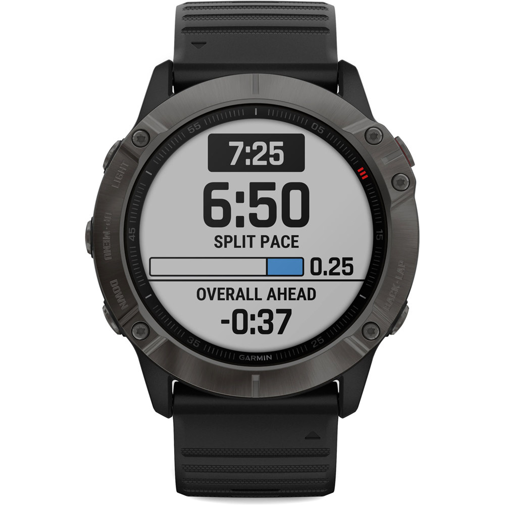 Garmin pulsómetros con gps FENIX 6XSapphire Carbon Grey w/Black Ba 04