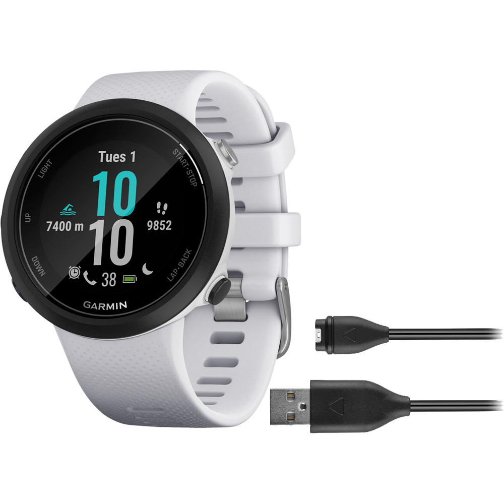 Garmin pulsómetros con gps SWIM 2 Blanco vista frontal