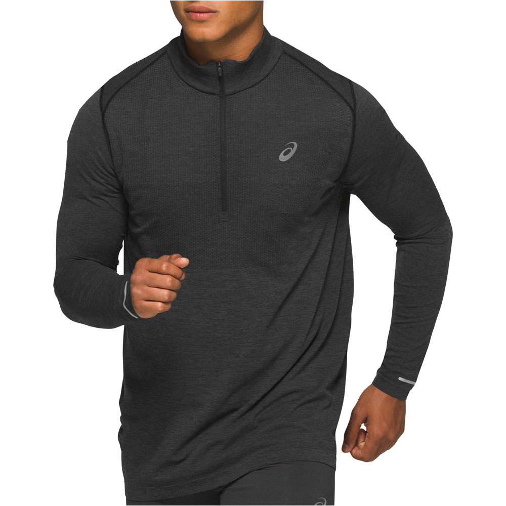 Asics camiseta técnica manga larga hombre RACE SEAMLESS 1/2 ZIP vista detalle