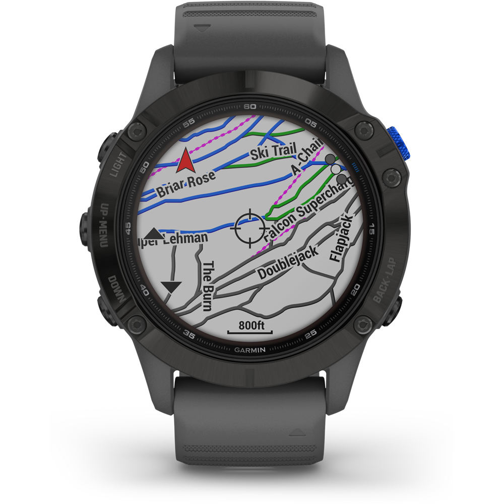 Garmin pulsómetros con gps FENIX 6 Pro Solar Negro correa gris 02