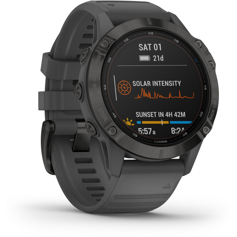 Garmin pulsómetros con gps FENIX 6 Pro Solar Negro correa gris 04