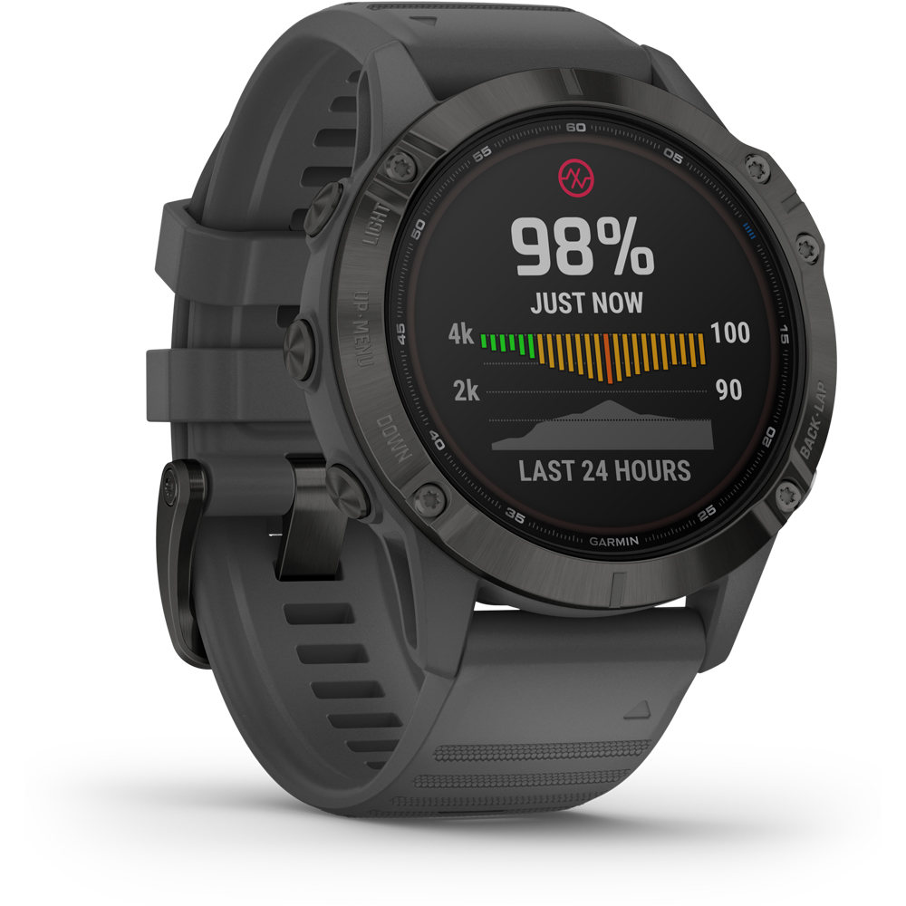 Garmin pulsómetros con gps FENIX 6 Pro Solar Negro correa gris 07