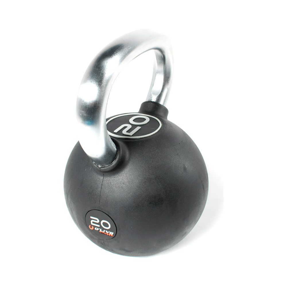 Olive mancuernas KETTLEBELL DE GOMA O'LIVE, 20 kg vista frontal