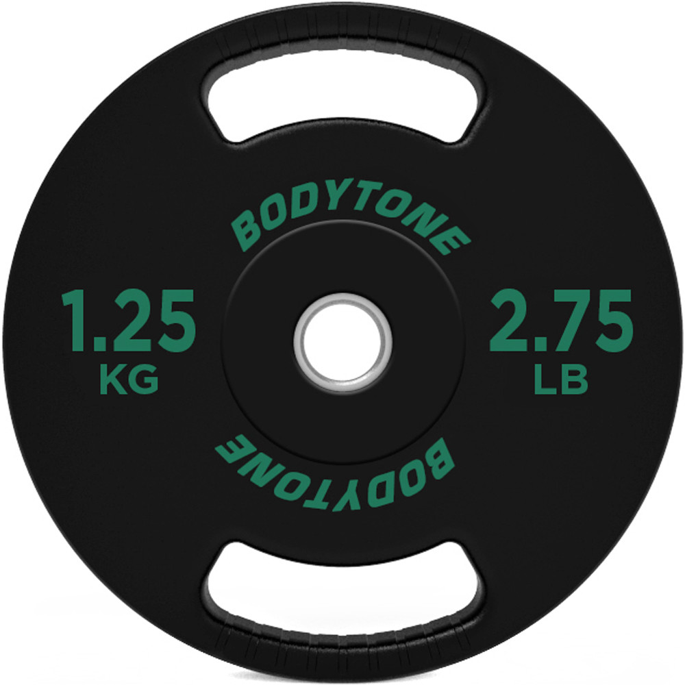 Bodytone disco pesas Disco  goma  1,25 kg con agarre 28mm vista frontal