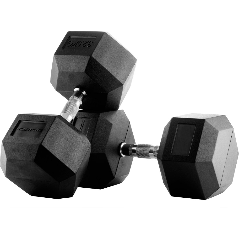 Bodytone mancuernas Mancuerna  goma hexago 32,5 kg (Par) vista frontal