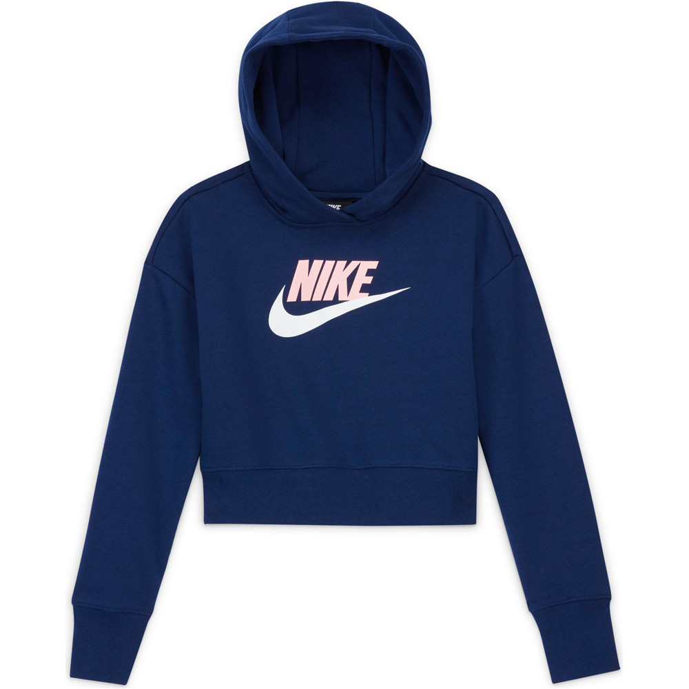 Nike sudadera niña G NSW CLUB FT CROP HOODIE HBR vista frontal