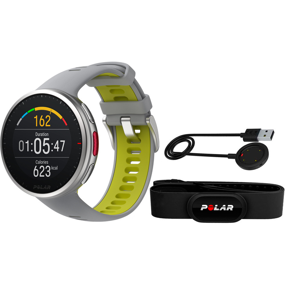 Polar pulsómetros con gps VANTAGE V2 GREY-LIME M/L HR GEN vista frontal