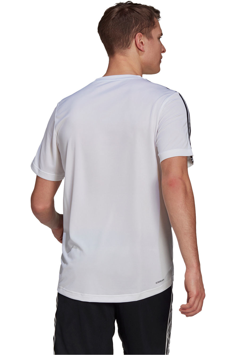 adidas camiseta fitness hombre AEROREADY Designed To Move Sport 3 bandas vista trasera