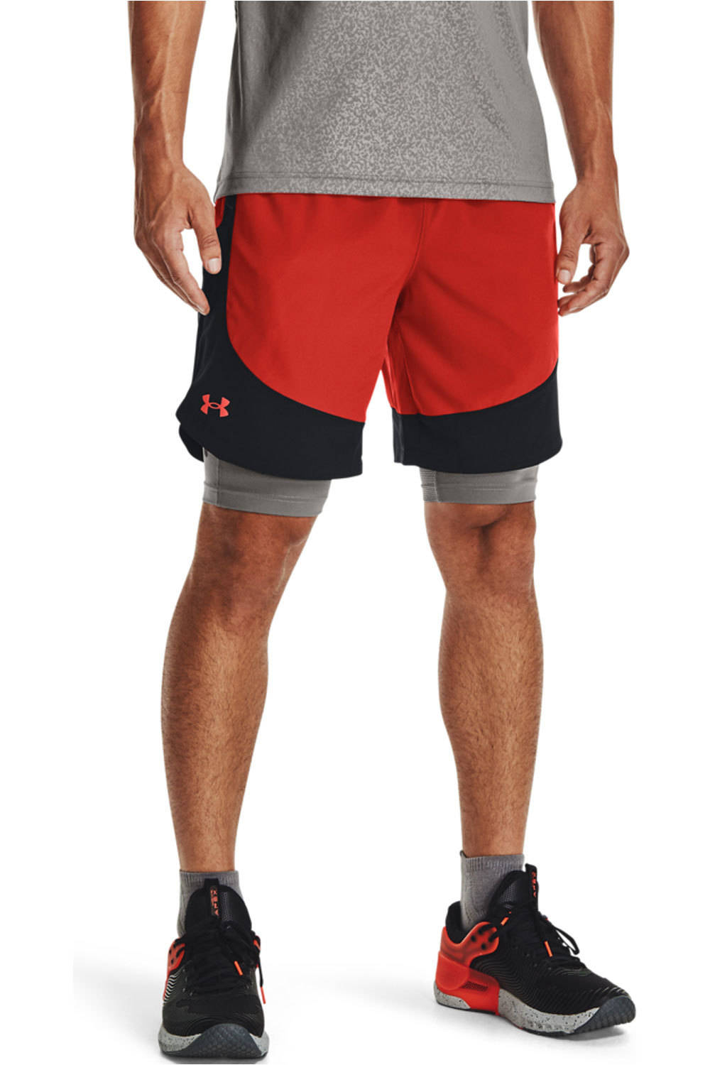 Under Armour pantalón corto fitness hombre UA HIIT Woven Colorblock Sts vista frontal