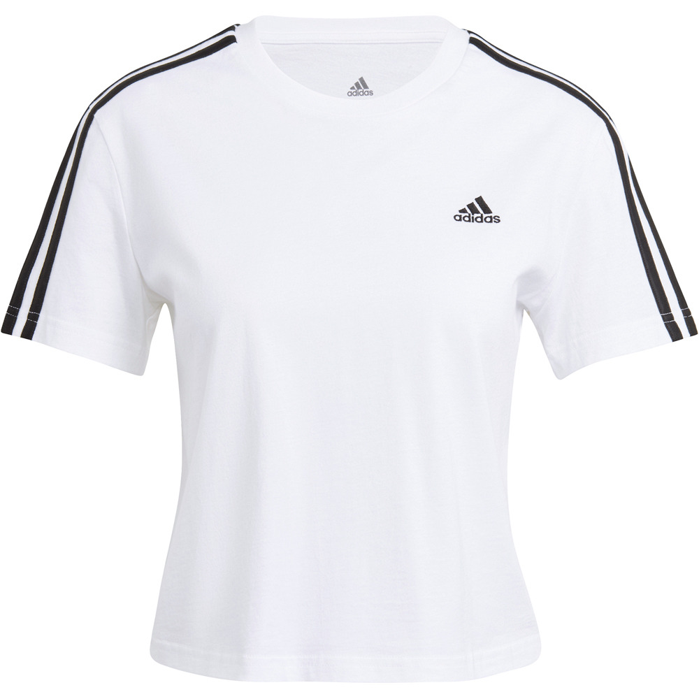 adidas camiseta manga corta mujer Essentials Loose Cropped 3 bandas vista frontal