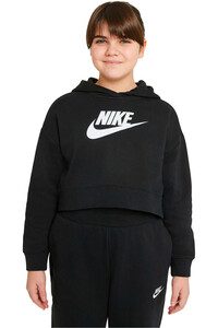 Nike sudadera niña G NSW CLUB FT CROP HOODIE HBR vista frontal